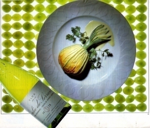 Les courgettes à la fleur et au saumon met de zeldzame witte wijn Coulée de Serrant 1978  