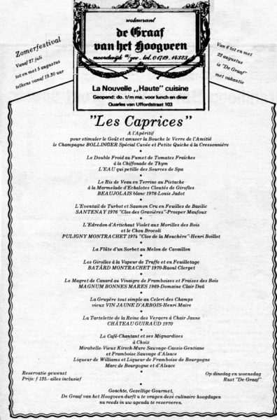 menu Les Caprices