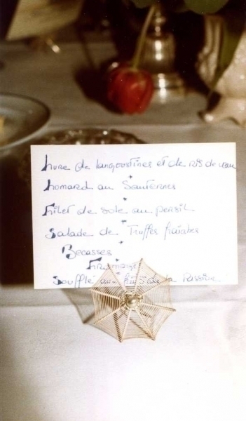menukaartje diner bij Gérard Pangaud